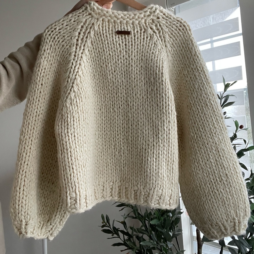 Chunky Knit Cream Cardigan Sweater - Picture 4 of 14